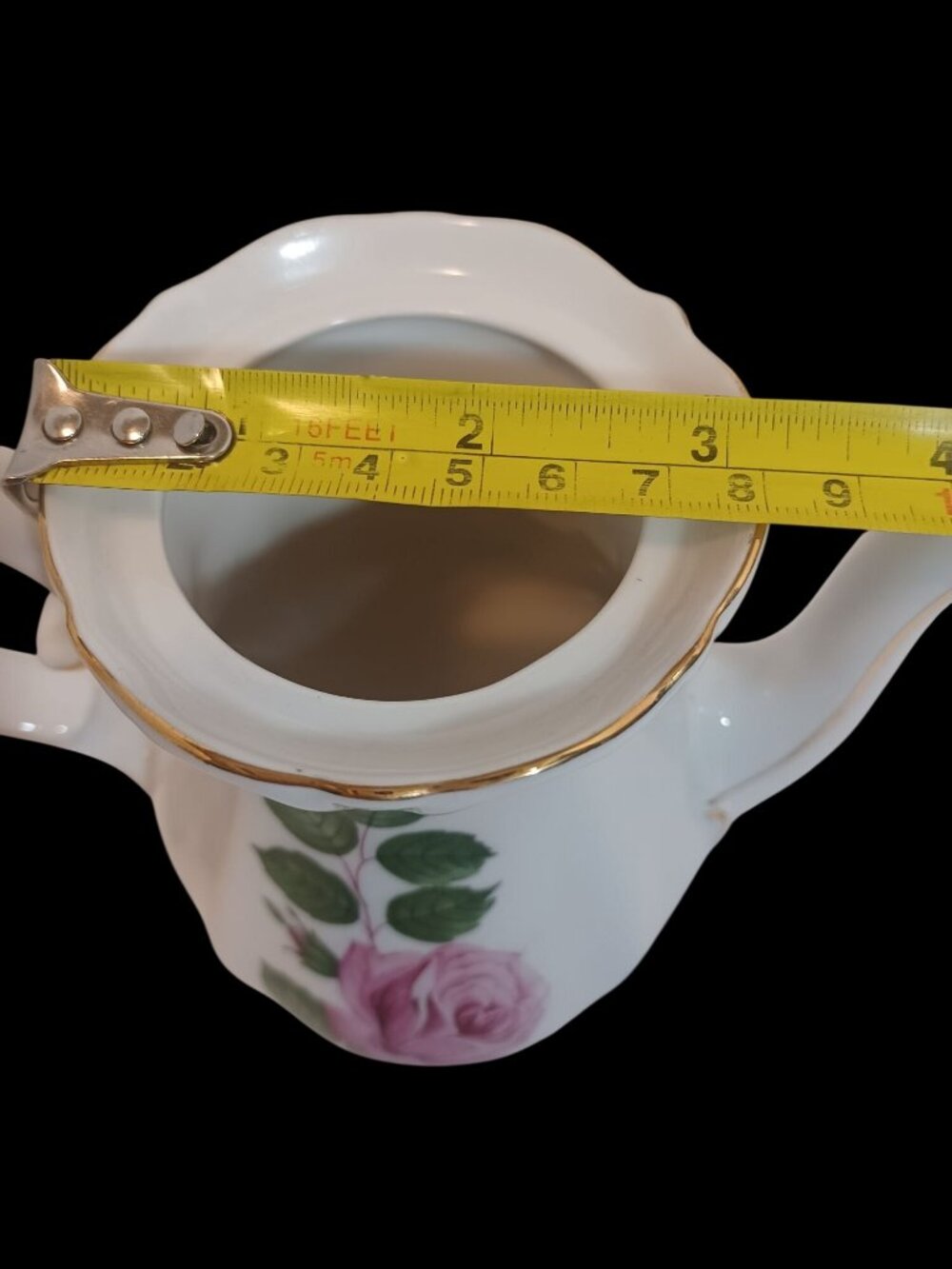 Vtg Rare Winterling Roslau Bavaria Germany Tea Coffee Pot Pink Rose w/ Gold Trim - Picture 12 of 13